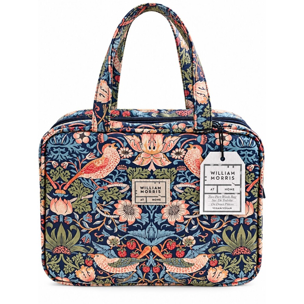 William Morris Strawberry Thief Navy Travel Wash Bag Makeup Cosmetic Zip Tote